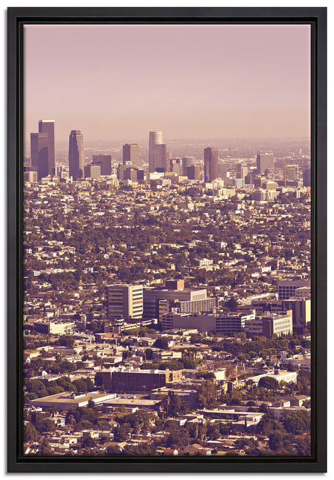 Los Angeles City Skyline auf Leinwandbild gerahmt Größe 60x40
