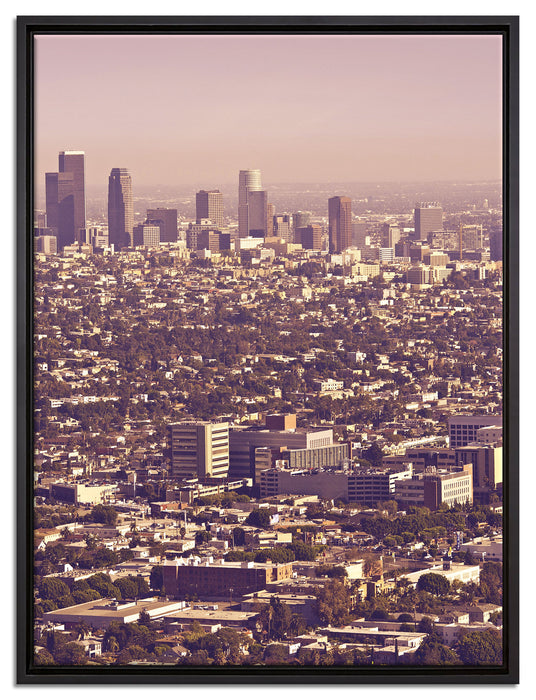 Los Angeles City Skyline auf Leinwandbild gerahmt Größe 80x60