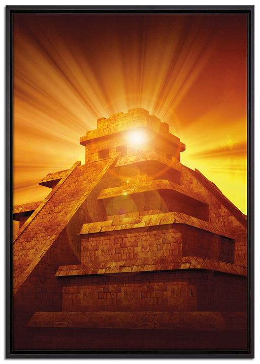 Maya Pyramide Tempelanlage auf Leinwandbild gerahmt Größe 100x70