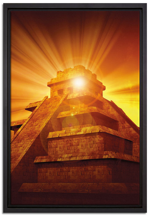 Maya Pyramide Tempelanlage auf Leinwandbild gerahmt Größe 60x40