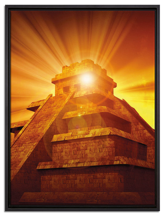 Maya Pyramide Tempelanlage auf Leinwandbild gerahmt Größe 80x60