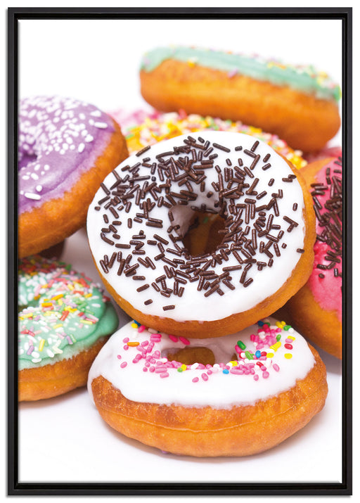 Donut Kuchen Liebesperlen auf Leinwandbild gerahmt Größe 100x70