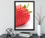 Erdbeere Strawberry Obst auf Leinwandbild gerahmt mit Kirschblüten