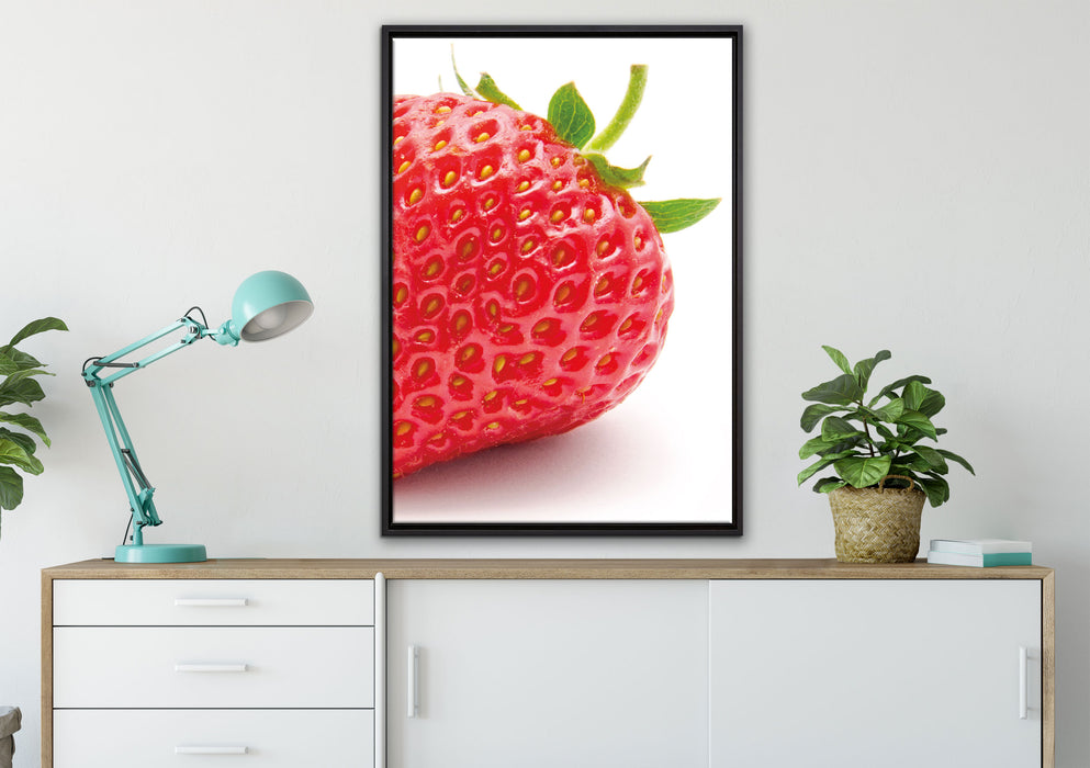 Erdbeere Strawberry Obst auf Leinwandbild gerahmt verschiedene Größen im Wohnzimmer