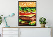 Hamburger Cheesburger auf Leinwandbild gerahmt verschiedene Größen im Wohnzimmer