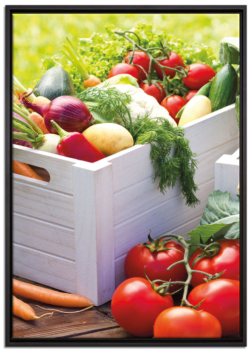 Obst Gemüse Gurke Tomaten auf Leinwandbild gerahmt Größe 100x70