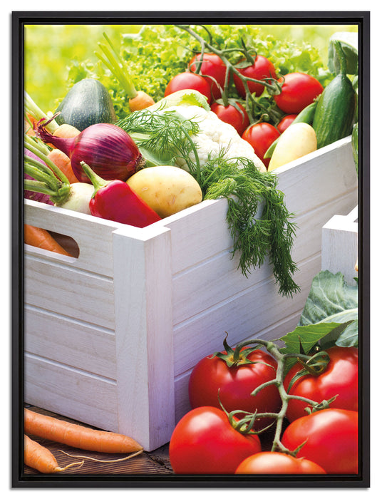 Obst Gemüse Gurke Tomaten auf Leinwandbild gerahmt Größe 80x60