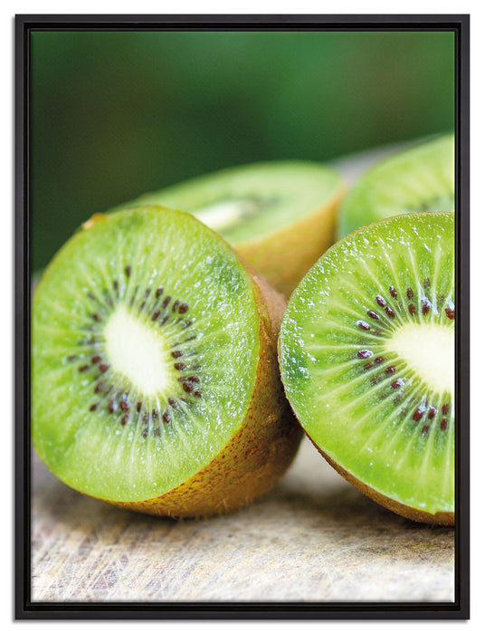 Kiwi Fruits Früchte Grün auf Leinwandbild gerahmt Größe 80x60