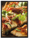 Steinofenpizza auf Leinwandbild gerahmt Größe 80x60