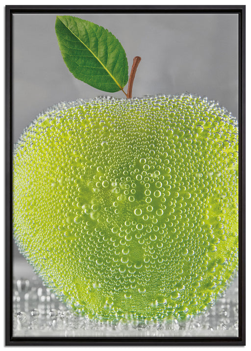 grüner Apfel Obst Früchte auf Leinwandbild gerahmt Größe 100x70