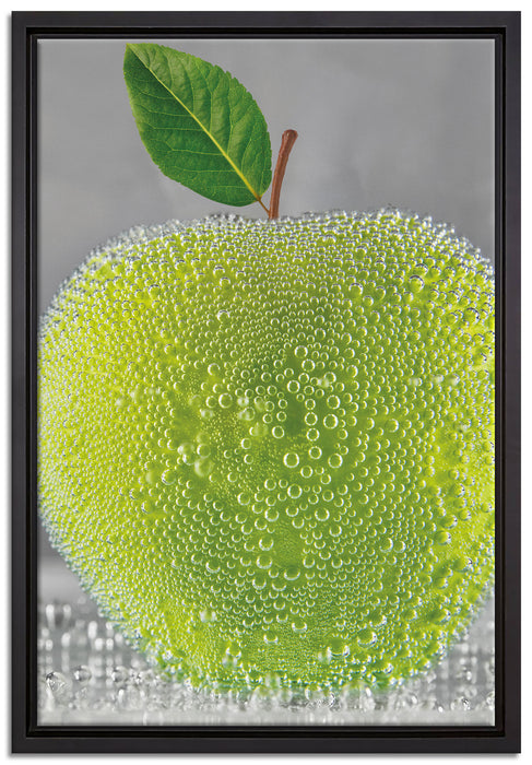 grüner Apfel Obst Früchte auf Leinwandbild gerahmt Größe 60x40