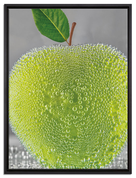 grüner Apfel Obst Früchte auf Leinwandbild gerahmt Größe 80x60