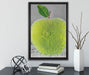 grüner Apfel Obst Früchte auf Leinwandbild gerahmt mit Kirschblüten