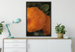 Wassertropfen auf Orangen auf Leinwandbild gerahmt verschiedene Größen im Wohnzimmer