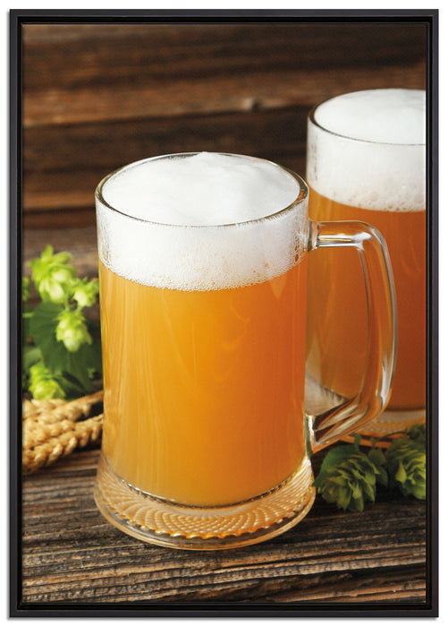 Bier Malz Bierglas auf Leinwandbild gerahmt Größe 100x70