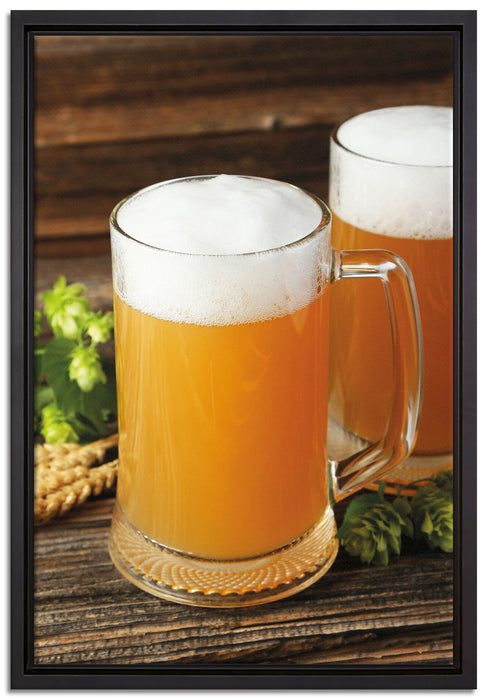 Bier Malz Bierglas auf Leinwandbild gerahmt Größe 60x40