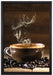 Kaffeebohnen Kaffee Kuchen auf Leinwandbild gerahmt Größe 60x40