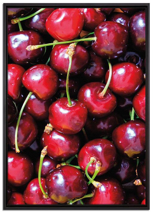Cherry Kirschen Fruit auf Leinwandbild gerahmt Größe 100x70