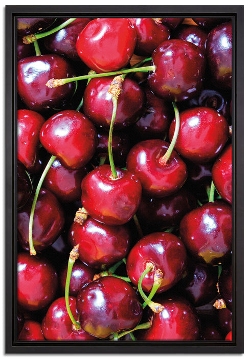 Cherry Kirschen Fruit auf Leinwandbild gerahmt Größe 60x40