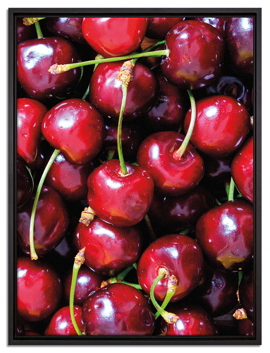 Cherry Kirschen Fruit auf Leinwandbild gerahmt Größe 80x60