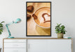Kaffee Herz aus Schaum Cappucino auf Leinwandbild gerahmt verschiedene Größen im Wohnzimmer