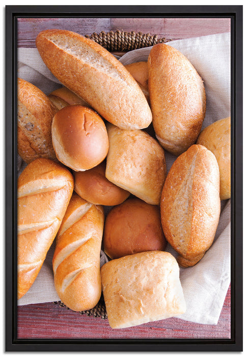 Brot Frühstück auf Leinwandbild gerahmt Größe 60x40