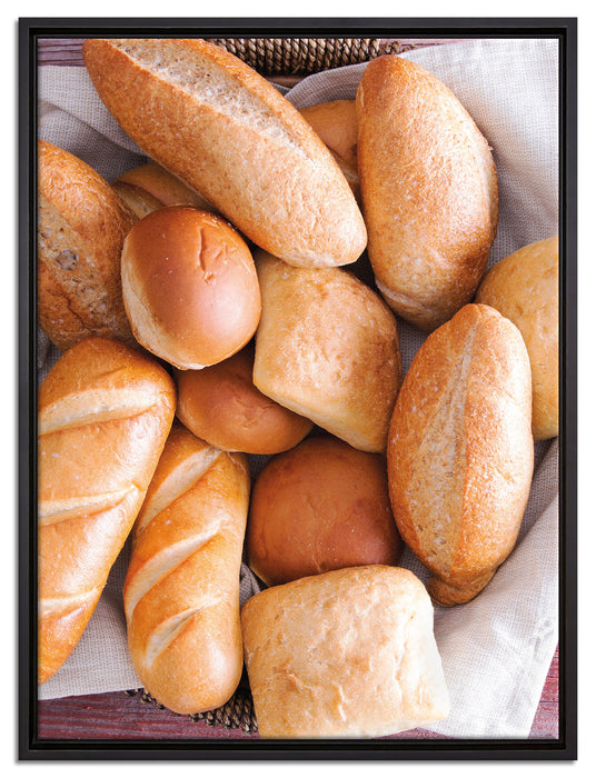 Brot Frühstück auf Leinwandbild gerahmt Größe 80x60