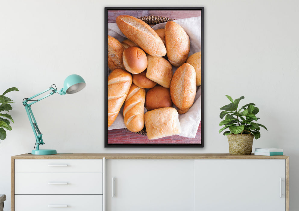Brot Frühstück auf Leinwandbild gerahmt verschiedene Größen im Wohnzimmer