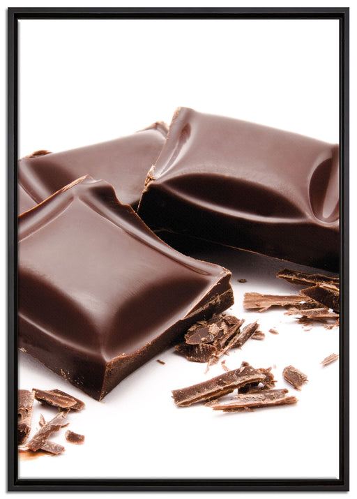 Schokolade Schokoladenraspeln auf Leinwandbild gerahmt Größe 100x70