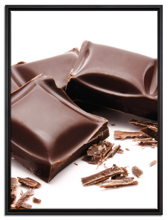 Schokolade Schokoladenraspeln auf Leinwandbild gerahmt Größe 80x60
