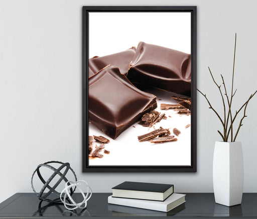 Schokolade Schokoladenraspeln auf Leinwandbild gerahmt mit Kirschblüten