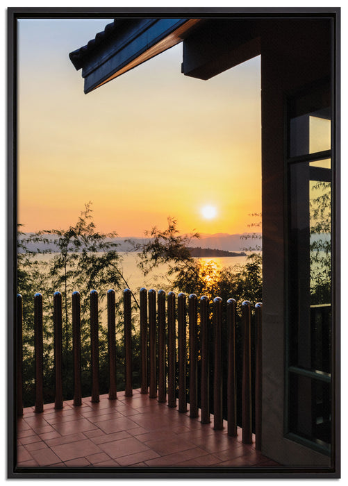 Haus am See auf Leinwandbild gerahmt Größe 100x70