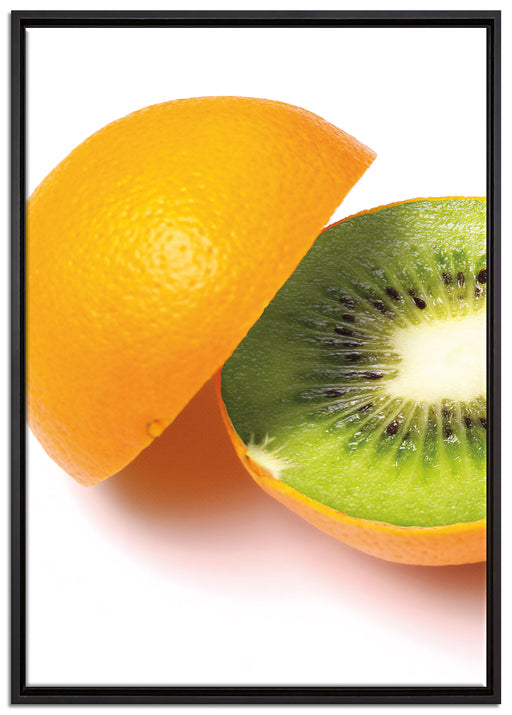 Orangen Kiwi Fruit Früchte Obst auf Leinwandbild gerahmt Größe 100x70