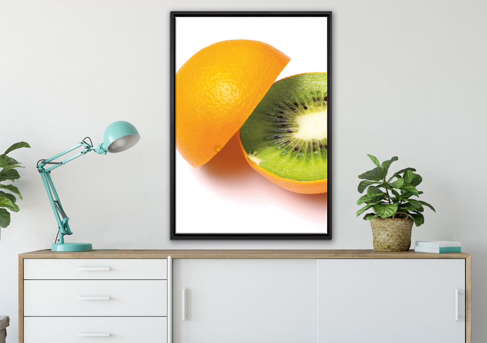 Orangen Kiwi Fruit Früchte Obst auf Leinwandbild gerahmt verschiedene Größen im Wohnzimmer