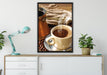 Kaffe Kaffeetasse Kaffee auf Leinwandbild gerahmt verschiedene Größen im Wohnzimmer