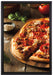 Pizza Käse Salamipizza auf Leinwandbild gerahmt Größe 60x40