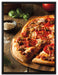 Pizza Käse Salamipizza auf Leinwandbild gerahmt Größe 80x60