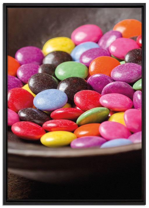 Schokolade Smarties Süßigkeiten auf Leinwandbild gerahmt Größe 100x70