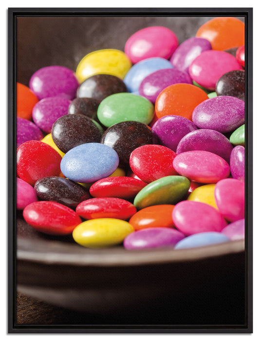 Schokolade Smarties Süßigkeiten auf Leinwandbild gerahmt Größe 80x60