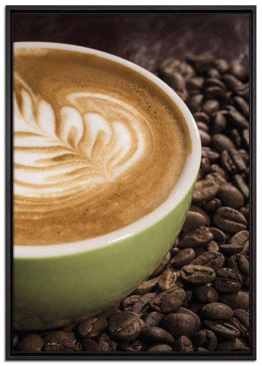Coffee Cappuccino Kaffee Nachmittag auf Leinwandbild gerahmt Größe 100x70