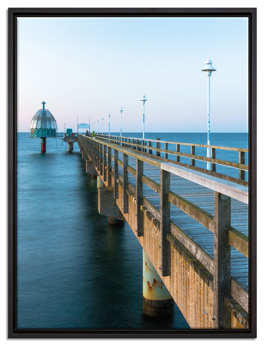 Steg Meer Strand auf Leinwandbild gerahmt Größe 80x60