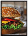 Hamburger Fast Food auf Leinwandbild gerahmt Größe 80x60