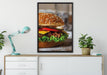 Hamburger Fast Food auf Leinwandbild gerahmt verschiedene Größen im Wohnzimmer