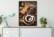Kaffee Cappucino auf Leinwandbild gerahmt verschiedene Größen im Wohnzimmer