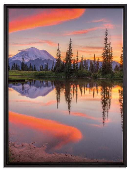 Sonnenaufgang Berglandschaft auf Leinwandbild gerahmt Größe 80x60