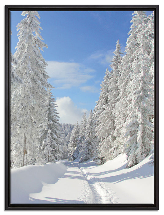 Winterlandschaft Bäume auf Leinwandbild gerahmt Größe 80x60
