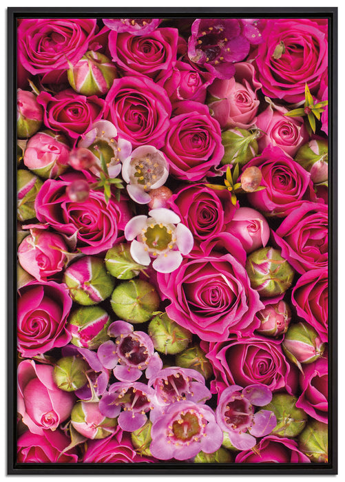 Rosa Rote Rosen auf Leinwandbild gerahmt Größe 100x70