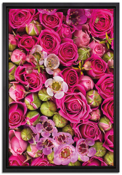 Rosa Rote Rosen auf Leinwandbild gerahmt Größe 60x40