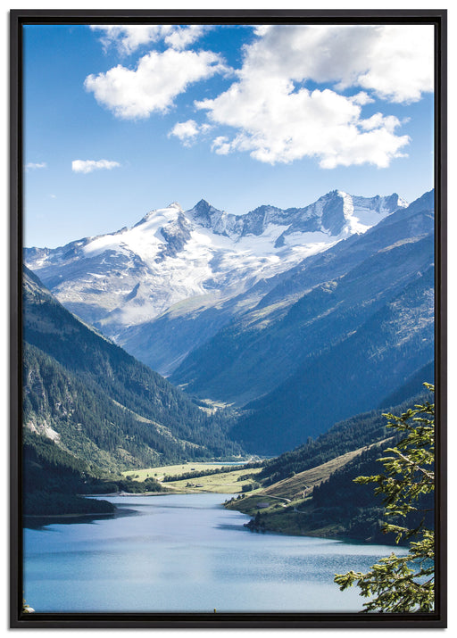 See an Bergen auf Leinwandbild gerahmt Größe 100x70