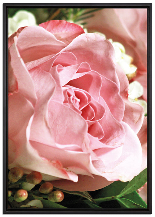 Rosa Rose auf Leinwandbild gerahmt Größe 100x70